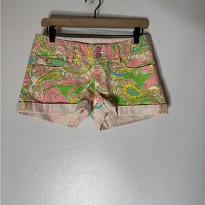 Lilly Pulitzer Clifton Denim Shorts Pink Green‎ Multi Size 2